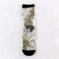 Sheer glass silk mid-tube socks for women, featuring elegant floral embroidery and chic design. - One Size / Black 01