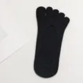 Black toe socks for women, cute low-cut invisible boat socks, soft cotton breathable foot socks - One Size / Black 01