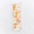 Sheer sheer women crew socks yellow floral embroidery summer thin cute fashion hosiery - One Size / White 02