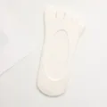 White cotton five toe invisible socks for women, breathable low cut anti slip boat socks - One Size / White 02