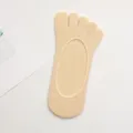 Comfortable women five toe invisible boat socks skin color short anti slip cotton socks - One Size / 04 Light Nude