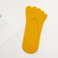 Yellow five toe socks women low cut no show shallow mouth anti slip pure cotton boat socks - One Size / 06 Ginger Yellow