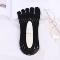 Women summer thin mesh hollow out five toe socks invisible low cut black socks for ladies. - One Size / Black