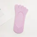 Pink five toe low cut socks breathable cotton invisible boat socks for women daily wear - One Size / 08 Purple