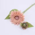 Ramo de girasol artificial rosa para decoración del hogar, adorno de flor falsa de mesa. - Girasol de Pintura al Óleo de Cabezales Dobles / Rosa carne