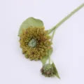 ramo de girasol artificial rama individual flor falsa realista para decoracion de mesa hogar - Girasol de Pintura al Óleo de Cabezales Dobles / Verde