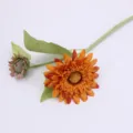 Ramo de girasoles artificiales flor falsa para decoración de sala mesa del hogar. - Girasol de Pintura al Óleo de Cabezales Dobles / Amarillo anaranjado