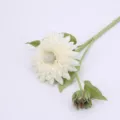 Finto fiore di gerbera bianco artificiale con stelo e bocciolo per decorazioni domestiche. - Girasole a Olio a Doppia Testa / Bianco