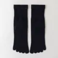 Black five toe socks mid calf comfort knit athletic yoga socks breathable design for daily wear - One Size / Black 01