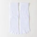 White Five-Toe Mid-Calf Socks Solid Color Athletic Yoga Fitness Toe Socks Breathable Comfort - One Size / White 02