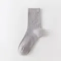 Comfortable men's grey ribbed crew socks, soft cotton daily wear essential socks. - One Size / Light Gray