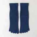 Deep blue knit mid-calf five-toe socks, comfortable breathable toe separation socks. - One Size / 07 Dark Blue
