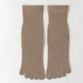 Comfortable retro brown mid-calf five toe socks designed for yoga, fitness and daily wear. - One Size / 11 Dark Khaki