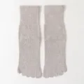 Grey Five-Toe Socks Casual Knit Mid-Tube Yoga Socks Comfortable Cotton Blend Hosiery - One Size / 12 Light Khaki