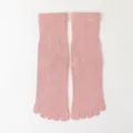 Pink five toe socks mid calf retro heather knit toe socks casual fitness yoga socks for women - One Size / Pink