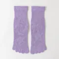 Purple mid-tube five-toe socks flat lay, comfortable knit yoga socks for daily wear and fitness. - One Size / Light Purple