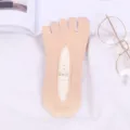 Summer women's beige breathable mesh toe socks, low cut five finger invisible socks. - One Size / Nude