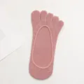 Comfortable pink five toe socks for women, breathable cotton anti slip low cut boat socks - One Size / 10 Brick Red