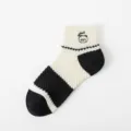 Black white colorblock women socks breathable short socks casual ankle socks cute embroidery - One Size / 05 Black Series Embroidered Kitten
