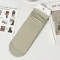 Summer women's solid color hollow breathable mid-tube socks with rolled cuff design, comfortable. - One Size / 06 Green