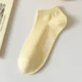 Chaussettes courtes unies et basses, chaussettes d'été en mesh respirant pour femmes et filles. - Taille unique / Jaune
