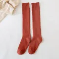 Rust Red Knitted High Socks Variant, Thickened Winter Long Socks for Women Style - One Size / 01 Red Bean Paste