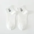 Calzini corti bianchi da donna ricamo orsetto carino cotone calze alla caviglia stile coreano - Bianco