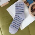 Men thickened coral fleece striped sleep socks warm fuzzy winter floor socks cozy indoor - One Size / 02 Grey