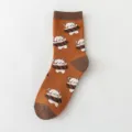Cute cartoon bear women winter thick thermal cotton mid-calf socks cozy casual thermal hosiery - One Size / 05 Caramel Swim Ring Bear