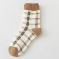 Women's autumn winter warm looped socks featuring classic plaid pattern and soft knit. - One Size / 08 Plaid Style