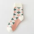 Women's classic argyle pattern knitted loop socks, warm and comfortable for daily winter wear. - One Size / 09 Small Diamond Check Style