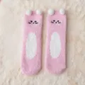 Women fluffy coral fleece socks winter warm cute cat pink fuzzy socks home floor socks - One Size / 03 Pink