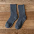 Dark grey thick fleece winter socks, comfortable ribbed mid-tube thermal socks for women. - One Size / 02 Dark Grey