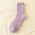 Purple plush coral fleece mid tube socks, cozy fuzzy winter warm socks for women variant. - One Size / 04 Purple