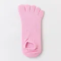 Women pink five toe low cut socks breathable cotton yoga sports invisible socks - One Size / Pink