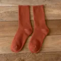 Comfortable solid color thick thermal mid-tube ribbed socks for women, cozy winter wear. - One Size / 05 Dusty Rose