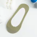 Summer solid color shallow mouth invisible no-show socks for women anti-slip short socks - One Size / Grass Green