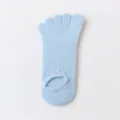 Light blue five-toe low-cut socks for women, breathable cotton invisible socks, yoga foot socks. - One Size / 06 Denim Blue
