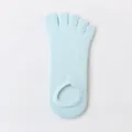 Women light blue five toe low cut socks, breathable cotton blend no show toe socks. - One Size / 07 Pale Blue