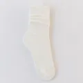 Women solid color ribbed slouch socks, Japanese style mid tube casual knit hosiery creamy white - One Size / 02 Milk White