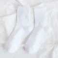 Plain white mid-tube socks, comfortable cotton classic solid color women's everyday socks. - White