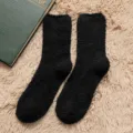 Men's winter thick cozy fuzzy fleece sleep socks soft thermal floor socks for home use - One Size / Black 01