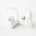 Women white short socks with cute avocado embroidery, breathable summer cotton boat socks. - One Size / Avocado