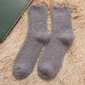 Grey fuzzy sleep socks for men, thick warm coral fleece winter home floor socks pair. - One Size / Dark Gray