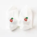 White cute peach embroidered women boat socks summer short socks sweet style cotton daily - One Size / Peach