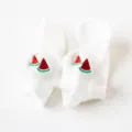 White women boat socks with cute watermelon embroidery, soft cotton summer short socks. - One Size / Watermelon