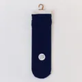 Solid color dark blue slouch socks for women, comfortable thin cotton mid-tube hosiery daily wear. - One Size / 08 Navy Blue