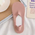 Calzini invisibili taglio basso rosa unito da donna, morbido cotone a coste giornaliero. - Taglia unica / 06 Rosso cuoio