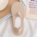 Donne Tinta Unita Beige Costine Taglio Basso Invisibile Calzini Da Barca Casual - Taglia unica / Beige