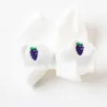 Cute white women socks with sweet purple grape embroidery, soft cotton short casual socks. - One Size / Purple Grape
